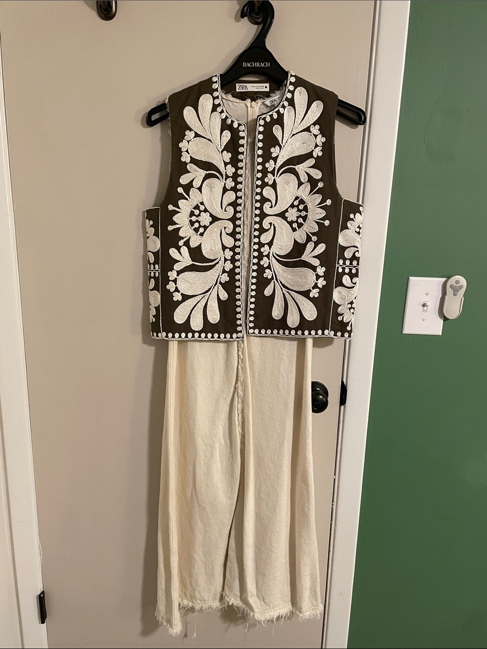Zara Olive Vest with Cream Maxi Linen Dress - SEPARATES